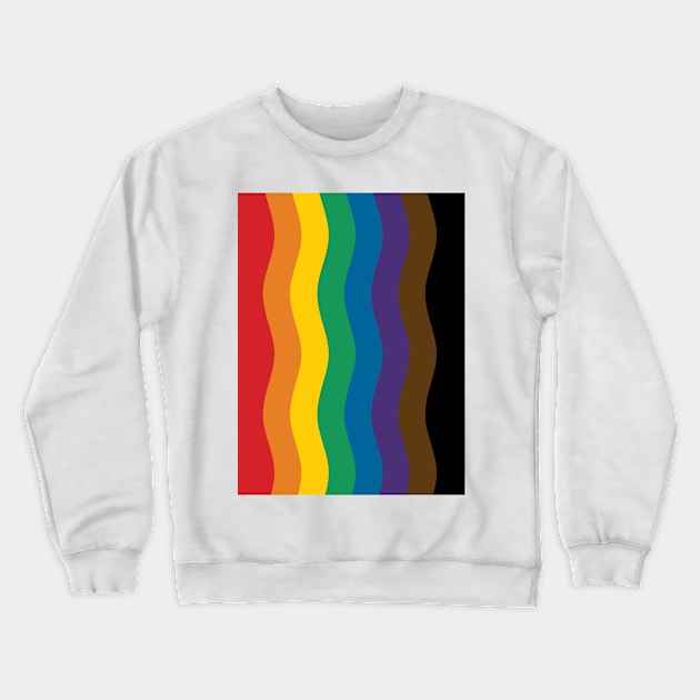 Philadelphia Rainbow Pride Flag (Proud LGBTQ+ Community Pride Flag) Wave Version Crewneck Sweatshirt by Teeworthy Designs